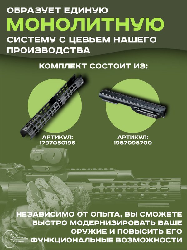 Комплект обвеса на АК-74М, АКМ, Сайга (Цевье VS-24 и газовая трубка VS-33)