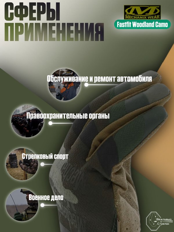 Перчатки Mechanix Fastfit Woodland Camo, р. S