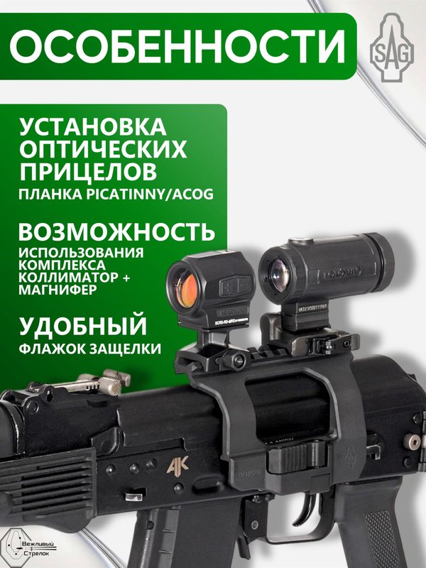 Кронштейн SAG AK TAC боковой быстросъёмный Picatinny/ACOG (S20128)
