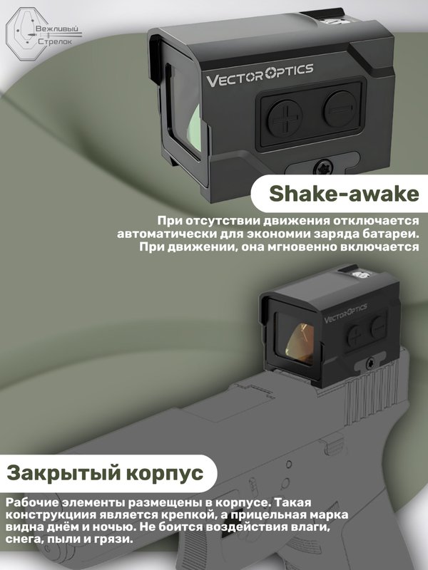 Коллиматорный прицел Vector Optics Frenzy Plus 1x18x20, 3 МOA, красная