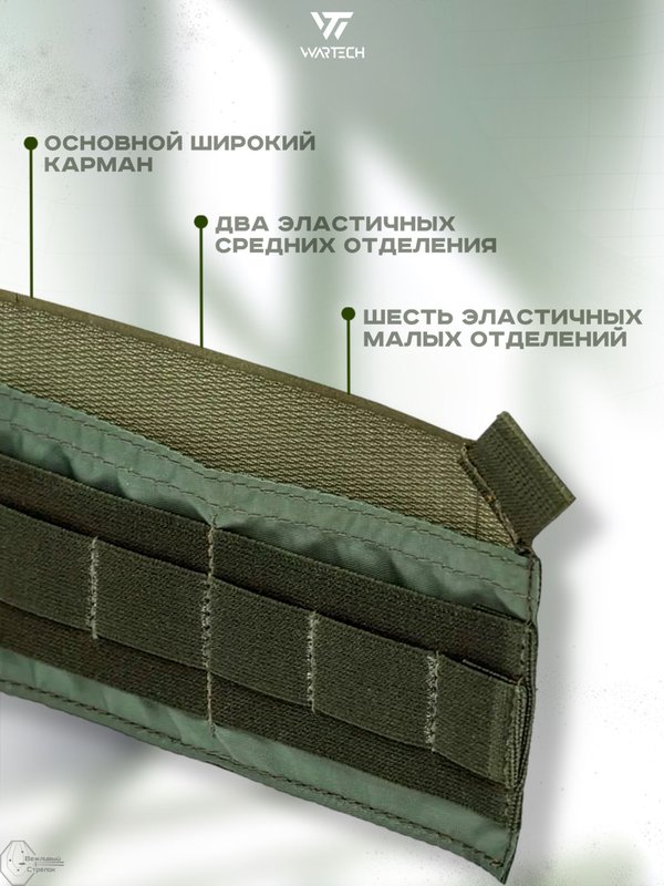 Велкро вставка-органайзер Wartech AP-101-OD (9.5x18.5см), олива