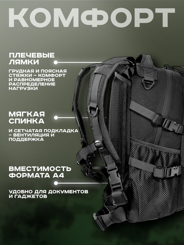 Рюкзак ShotTime Tactical, 20л, чёрный