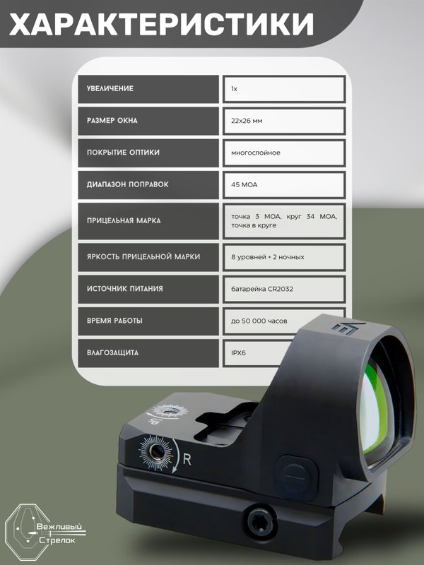 Коллиматорный прицел Vector Optics Frenzy-X открытый, красная марка