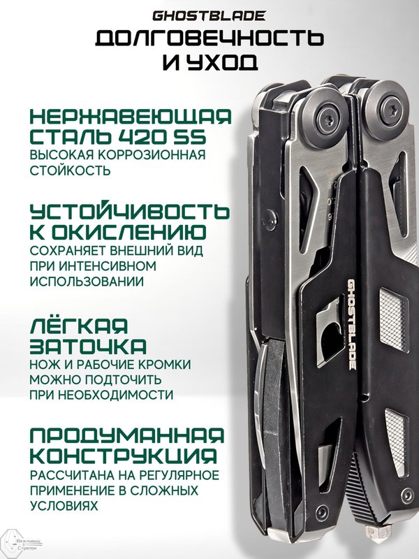 Мультитул тактический туристический складной GhostBlade M-103, 12 инструментов