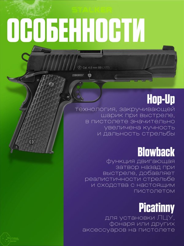 Пистолет пневматический Stalker STCT (Colt 1911 Tactical)