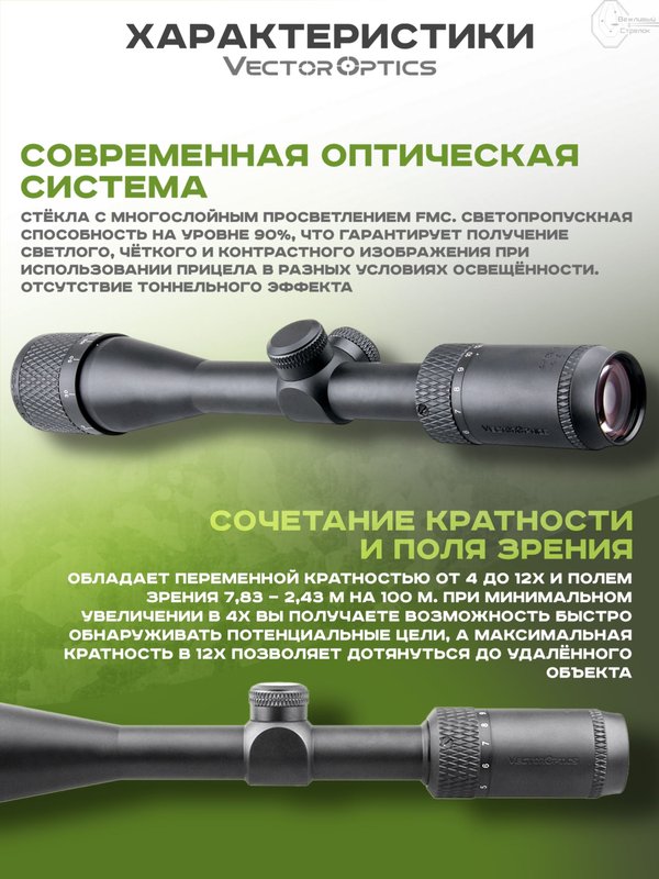 Прицел оптический Vector Optics Matiz 4-12x40, AO, VOW-10BDC (MOA)