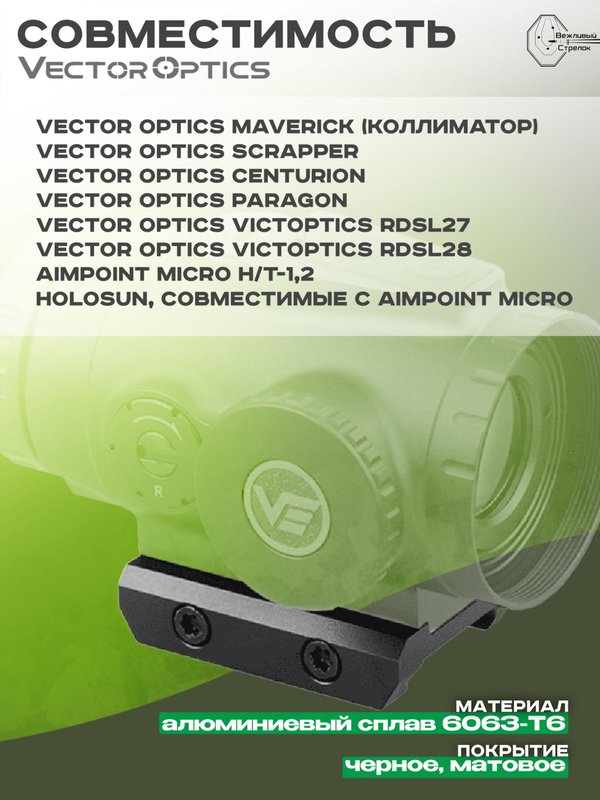 Кронштейн Vector Optics RUM Picatinny Paragon Mount низкий