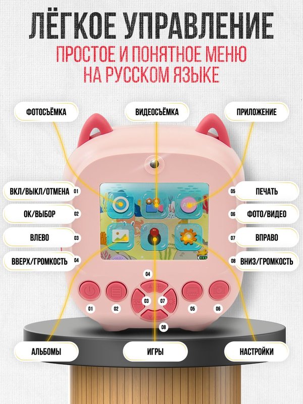 Фотоаппарат детский мгновенной печати Глазастик с 2 камерами