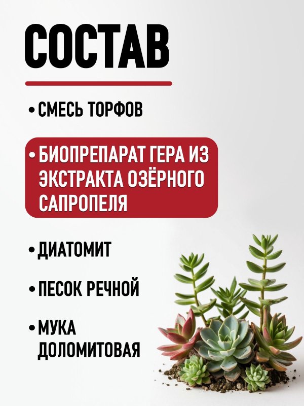 Грунт для суккулентов и кактусов ГЕРА, 2,5 л.