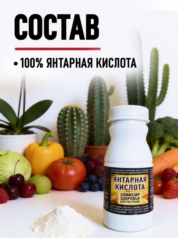 Янтарная кислота для растений порошок ABO, 200 гр.